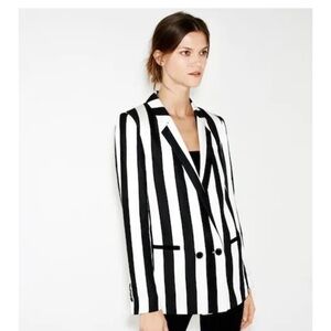 Zara Black and White Striped Blazer